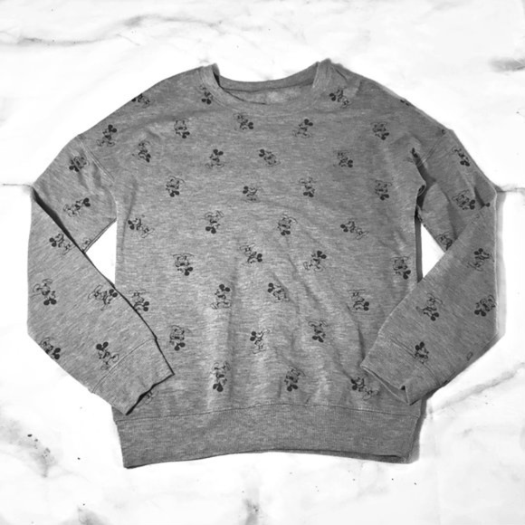 Disney Tops - Disney Grey Mickey Mouse Pullover Sweatshirt